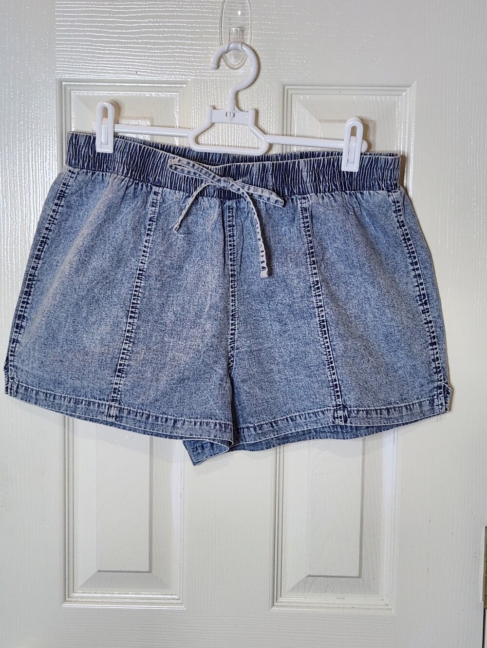Cotton On Light Blue Acid Wash Lightweight Denim Drawstring Shorts Size S